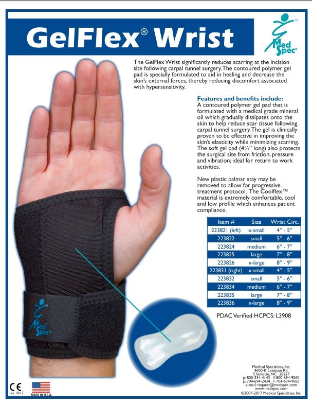 Med Spec GelFlex Wrist Support Brace, Black