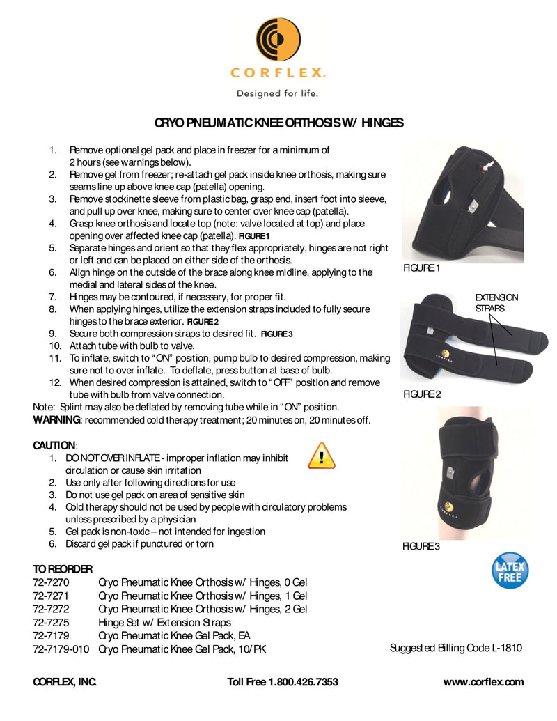 Corflex Cryo Pnuematic Knee Orthosis W/Hinge