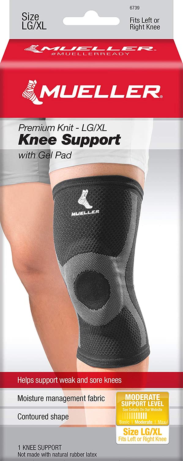 Mueller Premium Knit Knee Support with Gel Pad