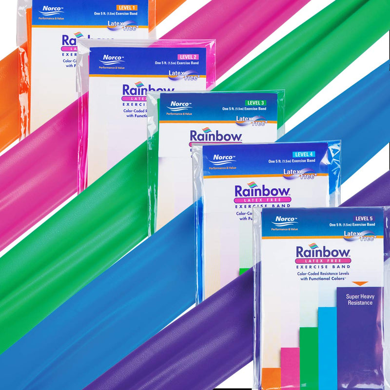 Rainbow Latex-Free Exercise Bands Multi-Packs